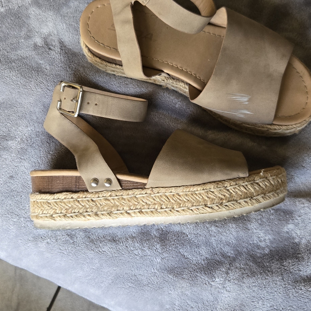 Soda Tan Sandals with Espadrille Platform